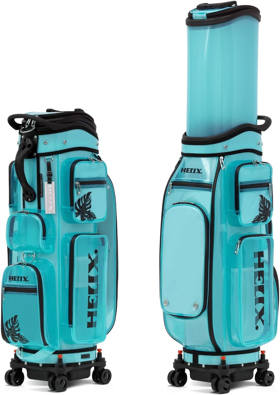 HELIX-Golf Golf Cart Bag, Easy to Carry, Retractable Golf Club Cart Bag with Locking Wheels Chassis and Latest Integrated Handgrip.