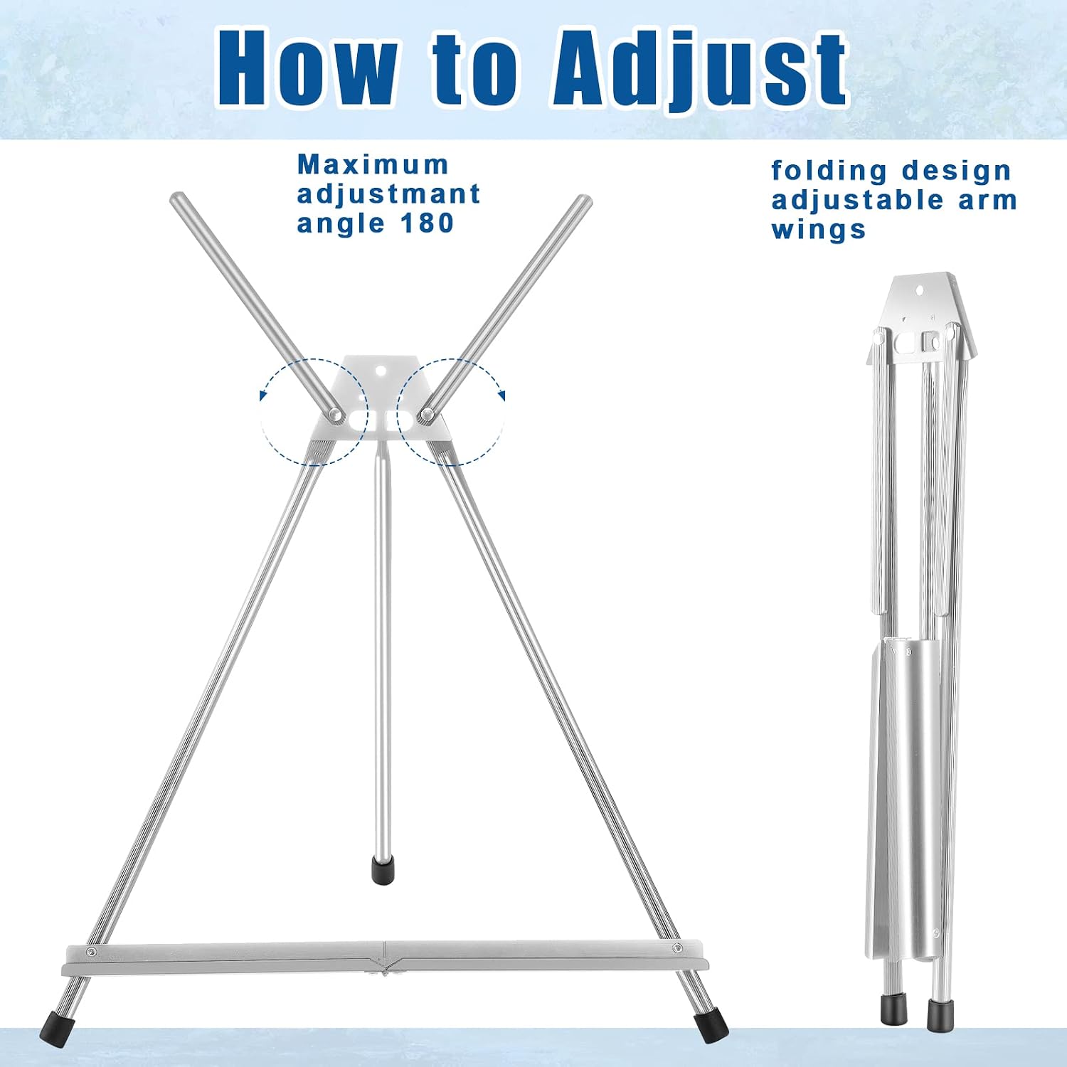 Xinnun 24 Pack Aluminum Tabletop Display Easels 15' to 21' Adjustable Portable Tripod Desktop with Extension Arm Wings and Rubber Feet Tripod Easels Stand for Canvas Pictures Paintings School (Silver)