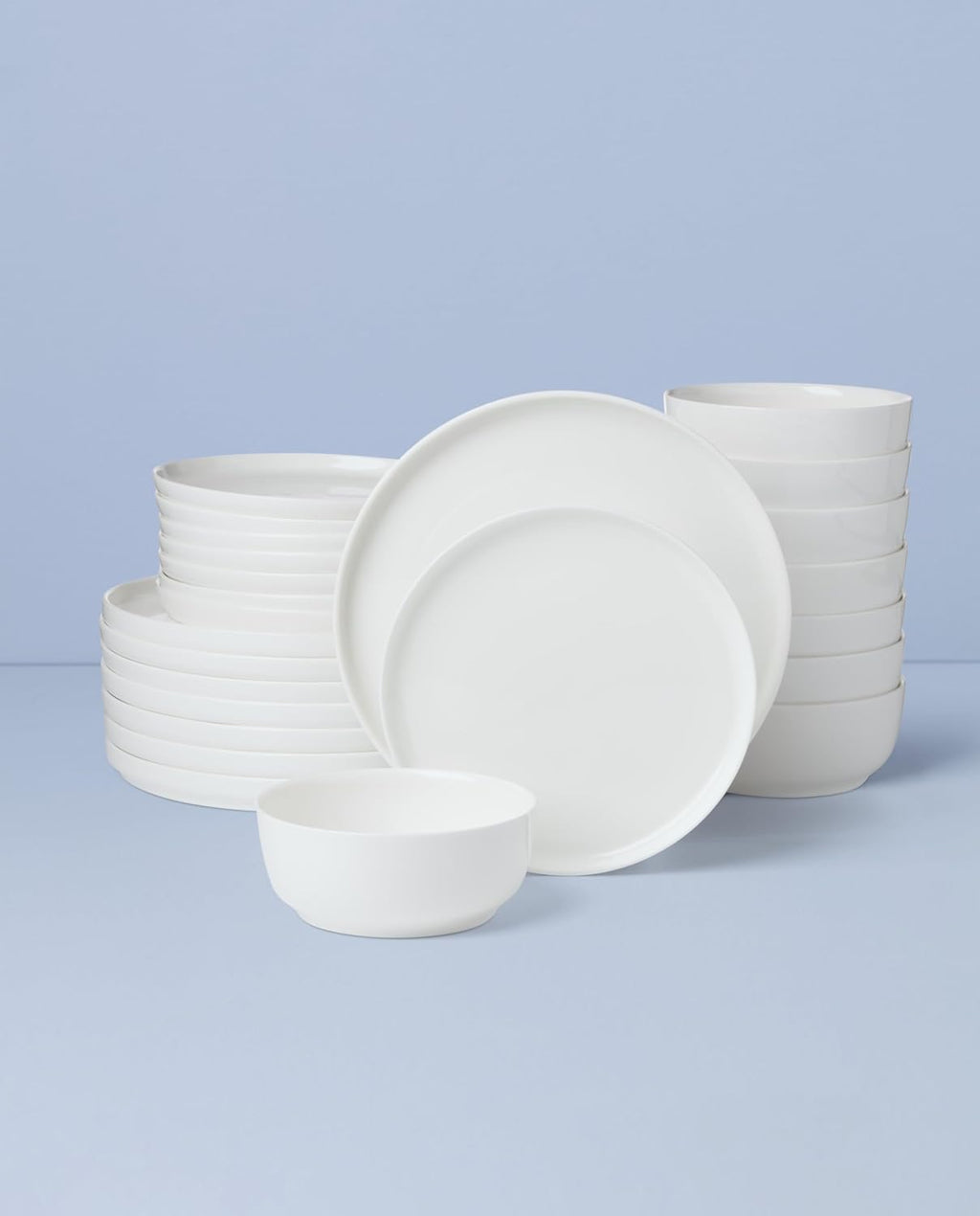 Lenox Dinnerware Sets, Modern White 24-Piece Dinnerware Set, Service For 8, Porcelain Material, Dishwasher Safe, Microwave Safe, Bowls, Plates And Bowls, Dinner Dishes, Plates Set (White, 24 Piece)