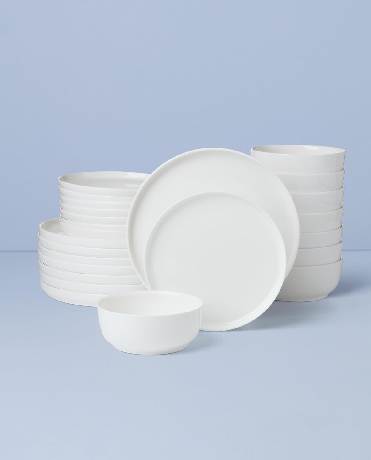 Lenox Dinnerware Sets, Modern White 24-Piece Dinnerware Set, Service For 8, Porcelain Material, Dishwasher Safe, Microwave Safe, Bowls, Plates And Bowls, Dinner Dishes, Plates Set (White, 24 Piece)