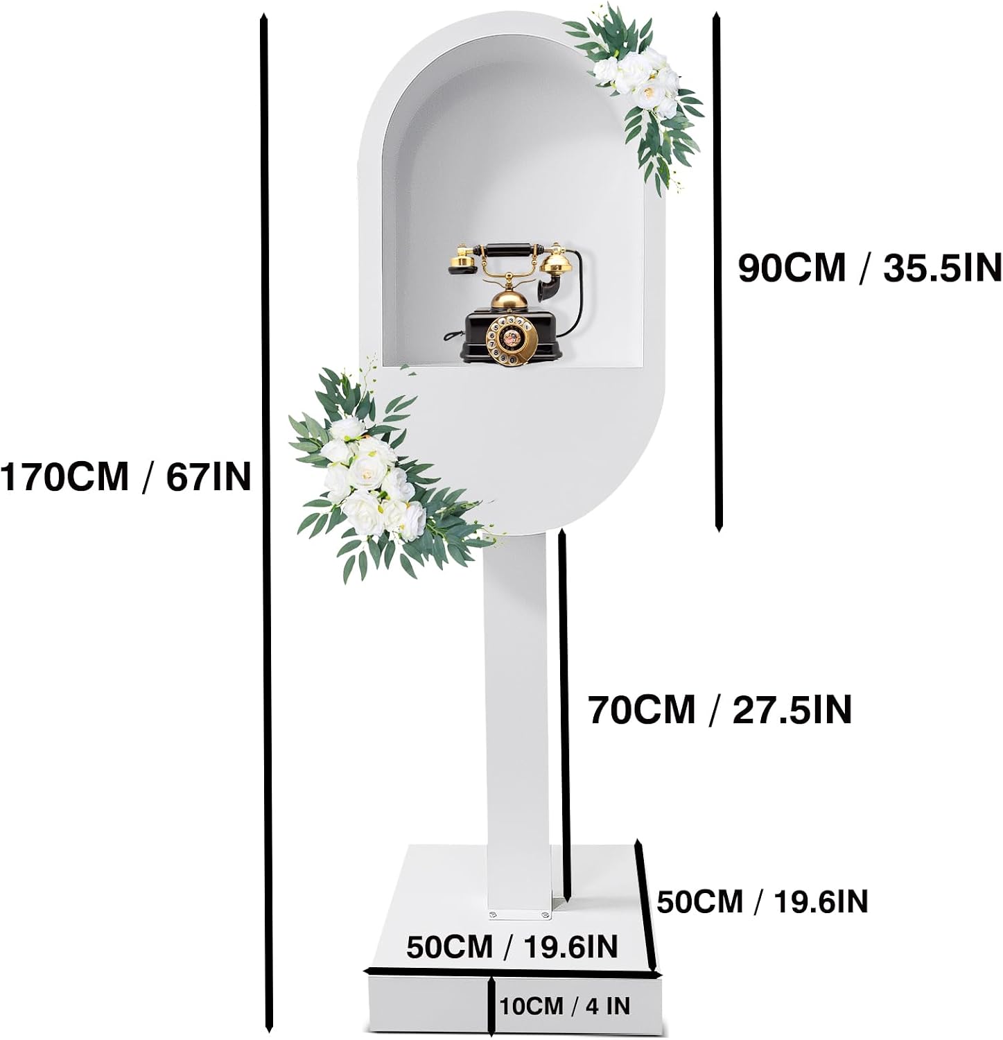 RDYMONKEY Audio Guest Book Stand Telephone Booth for Wedding Outdoor Party Leave a Message Video Decoration Phone Photo Booth Props Box Audio Guestbook Stand White Recording Table