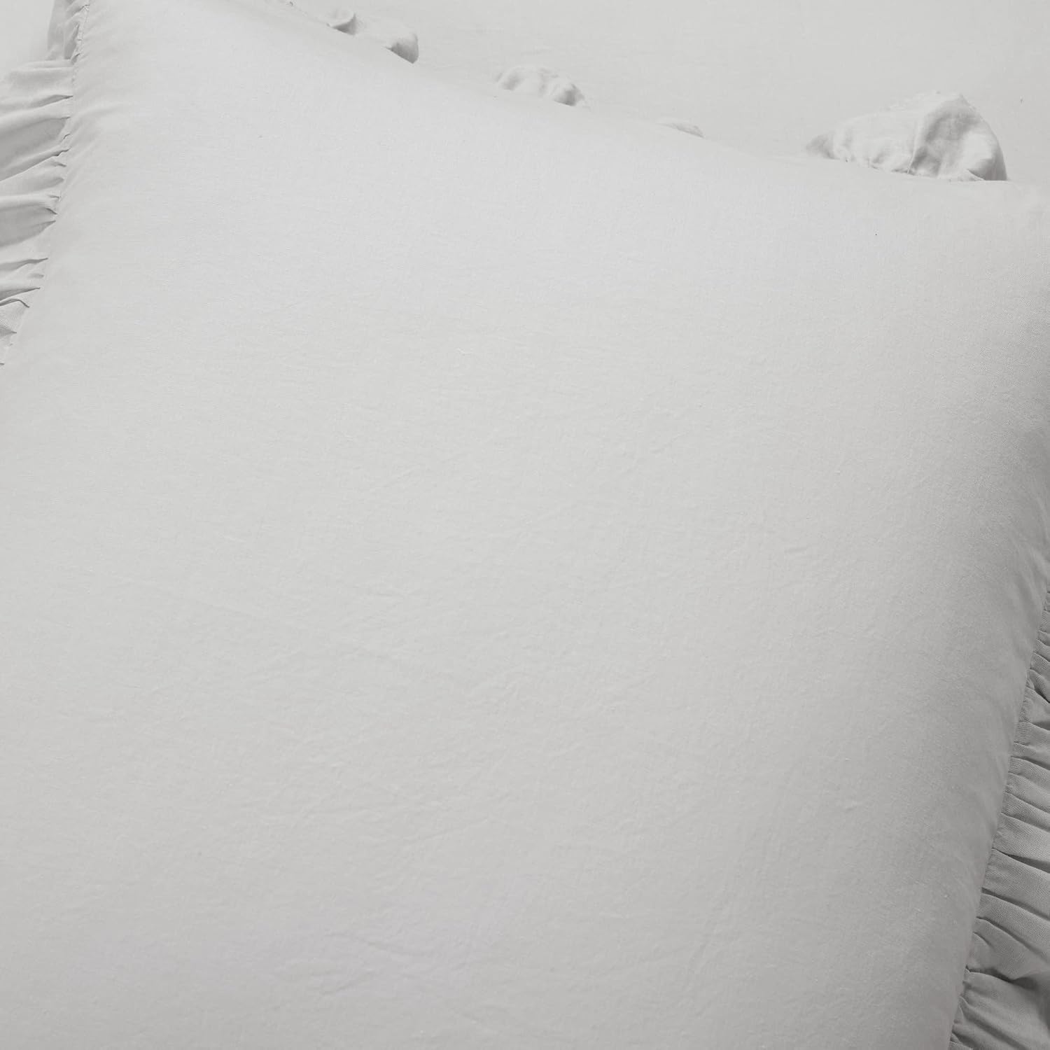 Lush Decor Reyna Ruffle Cotton Duvet Cover Set 3 Piece Set King, Light Gray - King Size Bedding Set - Gray Duvet King- Ruffled Bedding - Coquette Decor