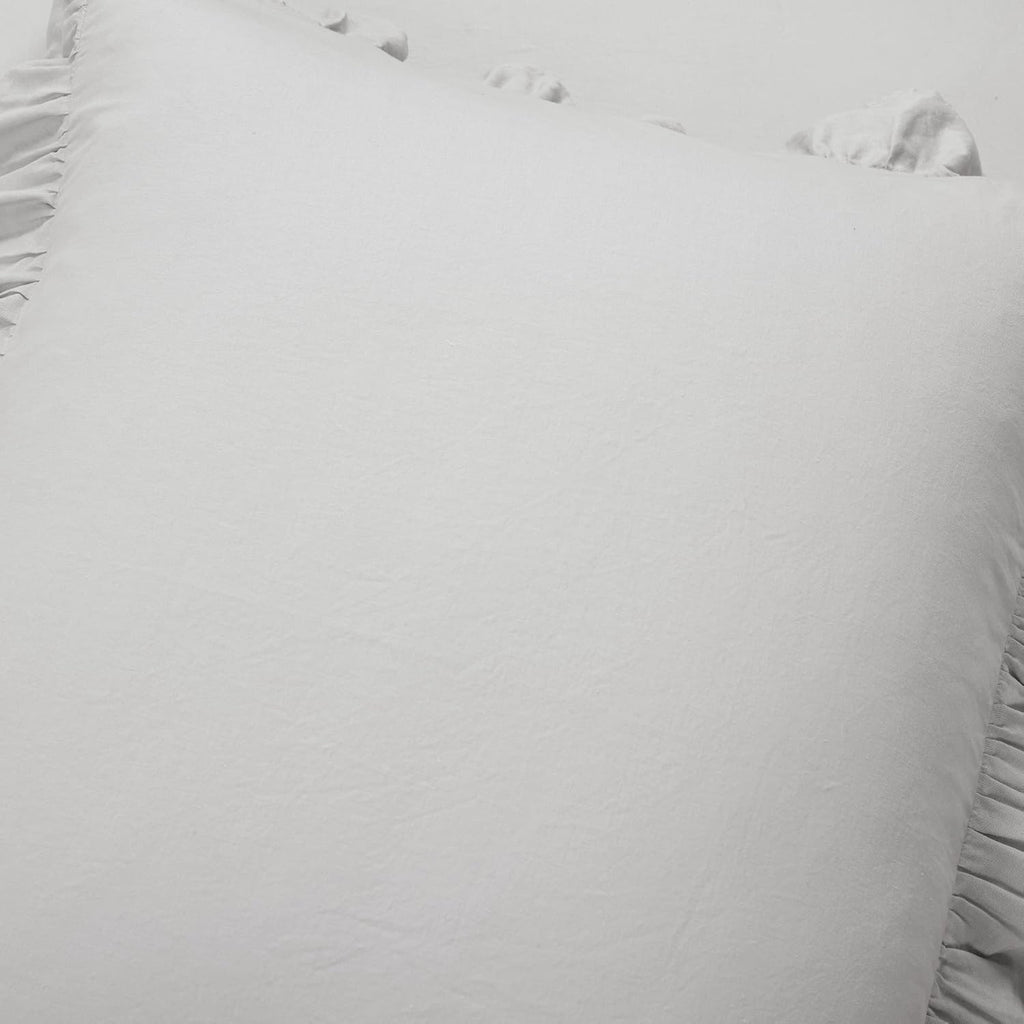 Lush Decor Reyna Ruffle Cotton Duvet Cover Set 3 Piece Set Full/ Queen, Light Gray - Queen Size Bedding Set - Gray Duvet Queen- Ruffled Bedding - Coquette Decor
