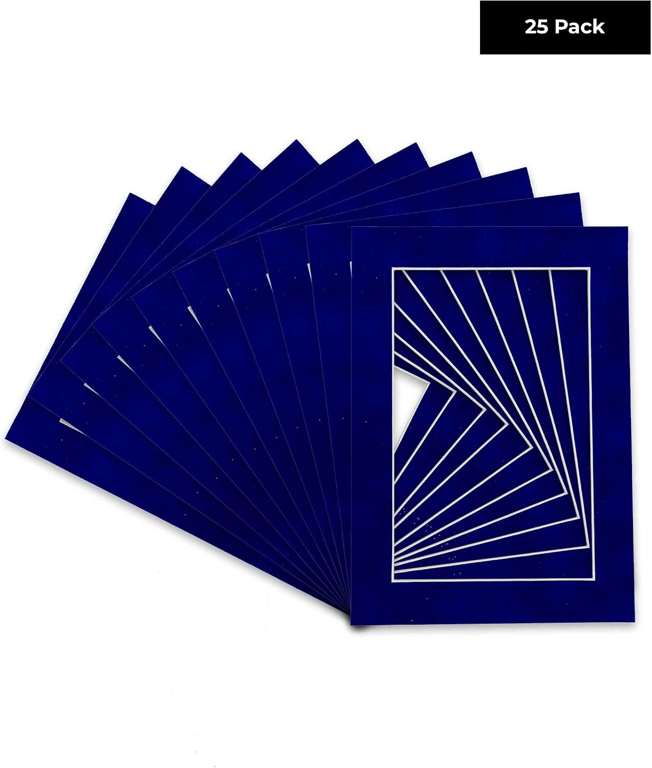 Poster Palooza Pack of 25 Acid Free 11x14 Mats Bevel Cut for 8.5x11 Photos - Royal Blue Suede Precut Matboards For Pictures, Photos, Framing - 4-ply Thickness