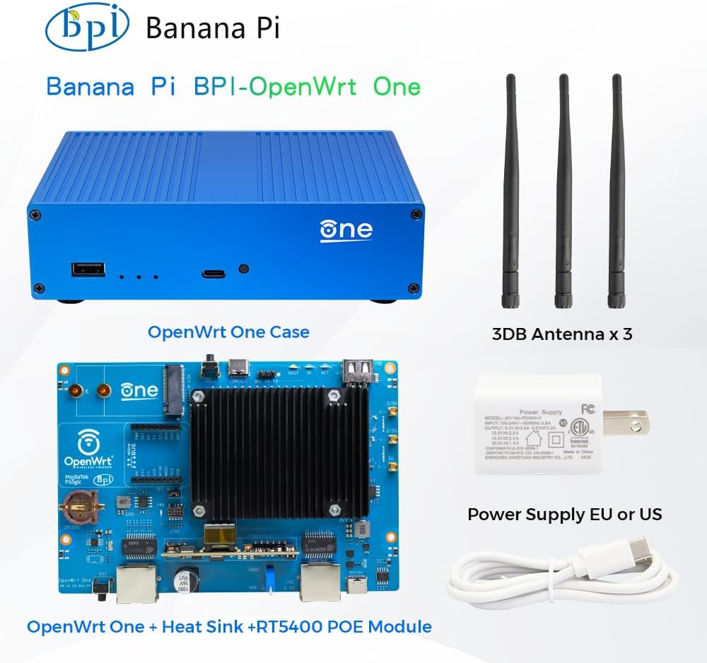 youyeetoo Banana Pi OpenWrt One - WiFi 6 Official OpenWrt Router Mainline Support,MediaTek MT7981B SoC 1GB DDR4 RAM, RJ45 Port