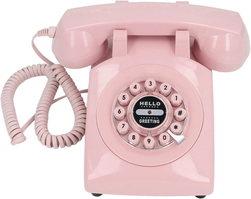 Audio Guestbook Phone, Retro Design Wedding Guest Book for Audio Recording, Voice Guestbook with 120 Hours 8G Capacity, for Special Events Like Parties Birthdays Weddings (Pink)