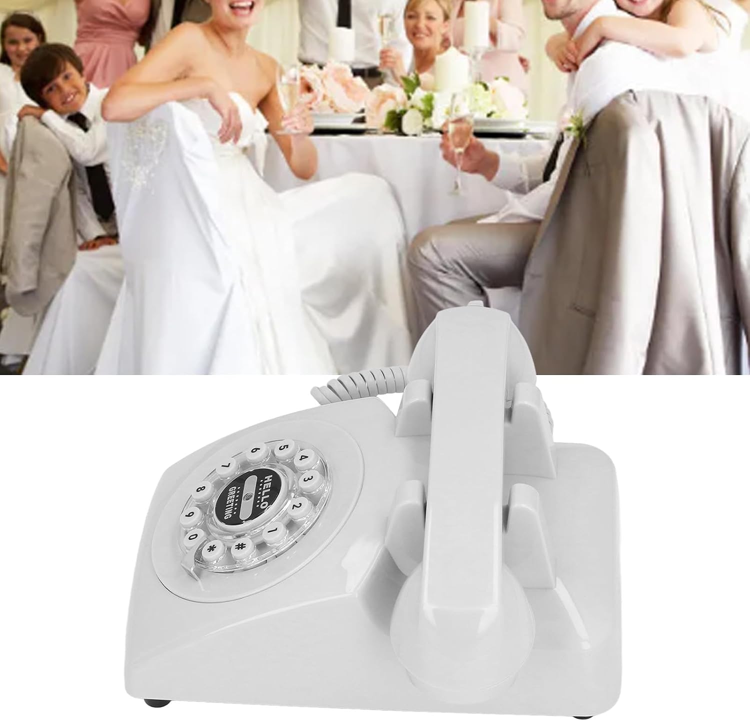 Audio Guest Book, Vintage Phone Design with 120 Hours 8G Capacity for Weddings and Special Events (White)