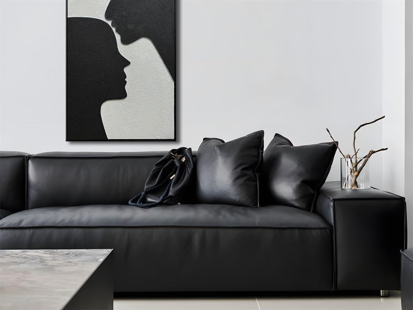 zoinart Creative Black and White Textured Wall Art, Handmade Abstract Romantic Plaster Paintings on Canvas, Relief Art 24x36 inch