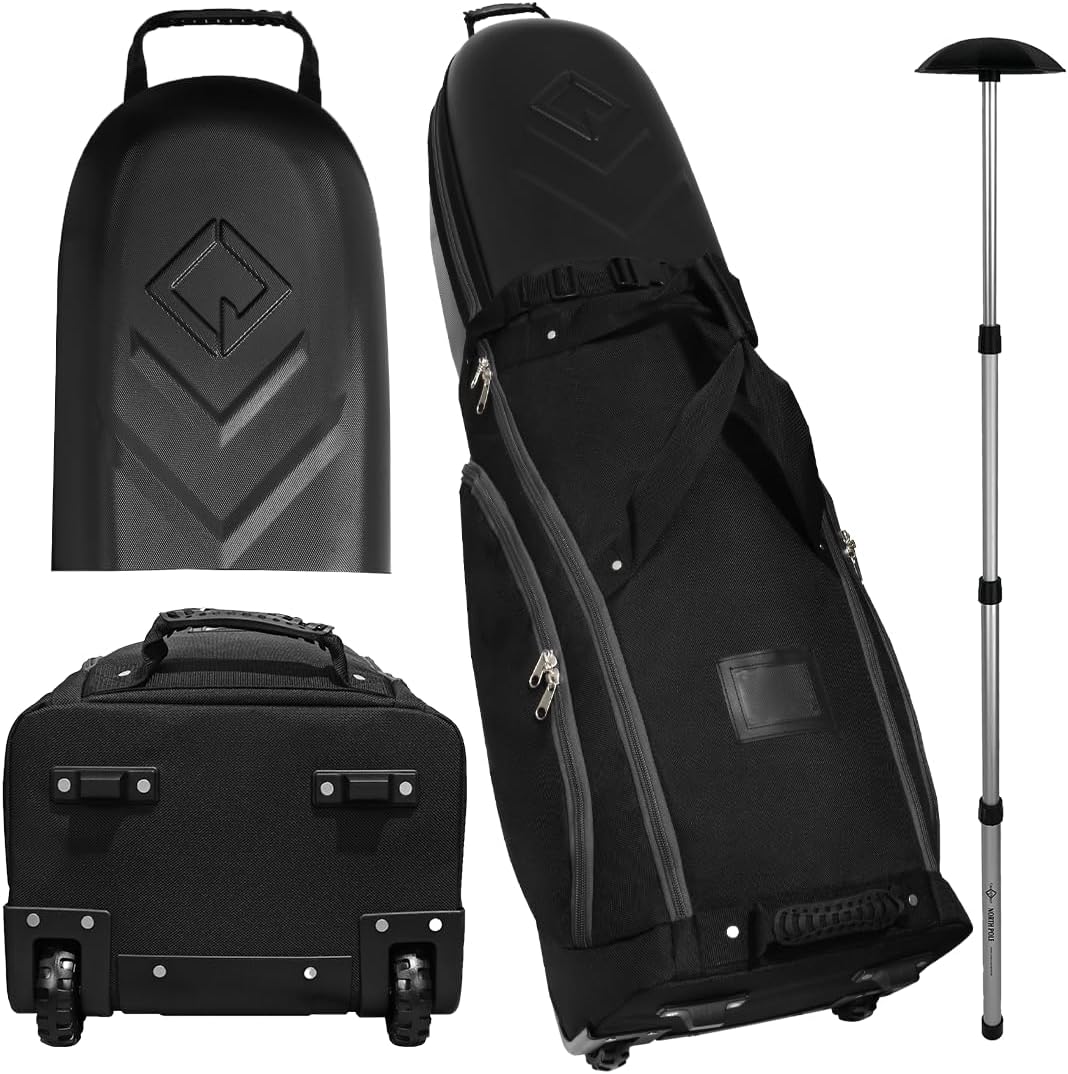 CaddyDaddy Enforcer Golf Travel Bag Crush Resistant Hard Top Protection, New 18 Month Full Replacement Coverage, Durable Thick Nylon Wheels Lockable XL Zippers. Case for Transporting Clubs on Airlines