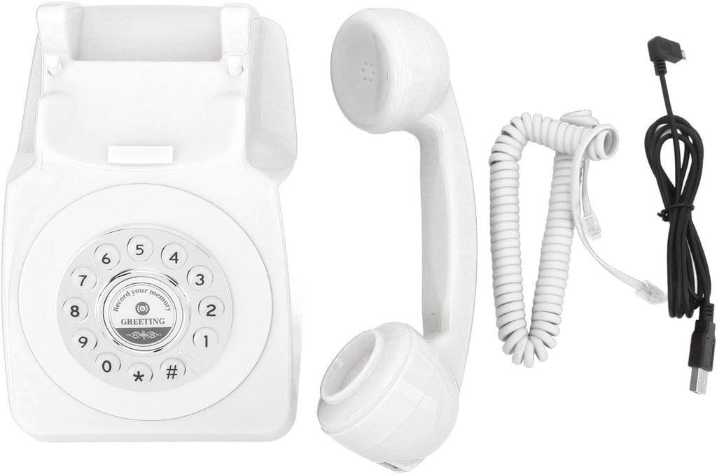Audio Guest Book Wedding Phone, Clear Sound Convenient Use Audio Message Recording Telephone, Retro Phone Audio GuestBook for Wedding Event Birthday Party (White)