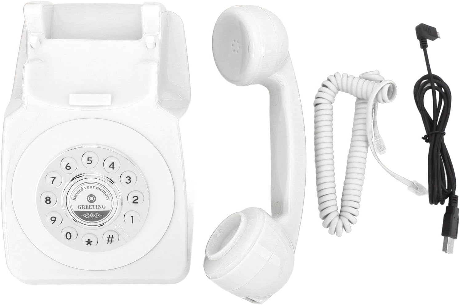 Audio Guest Book Wedding Phone, Clear Sound Convenient Use Audio Message Recording Telephone, Retro Phone Audio GuestBook for Wedding Event Birthday Party (White)