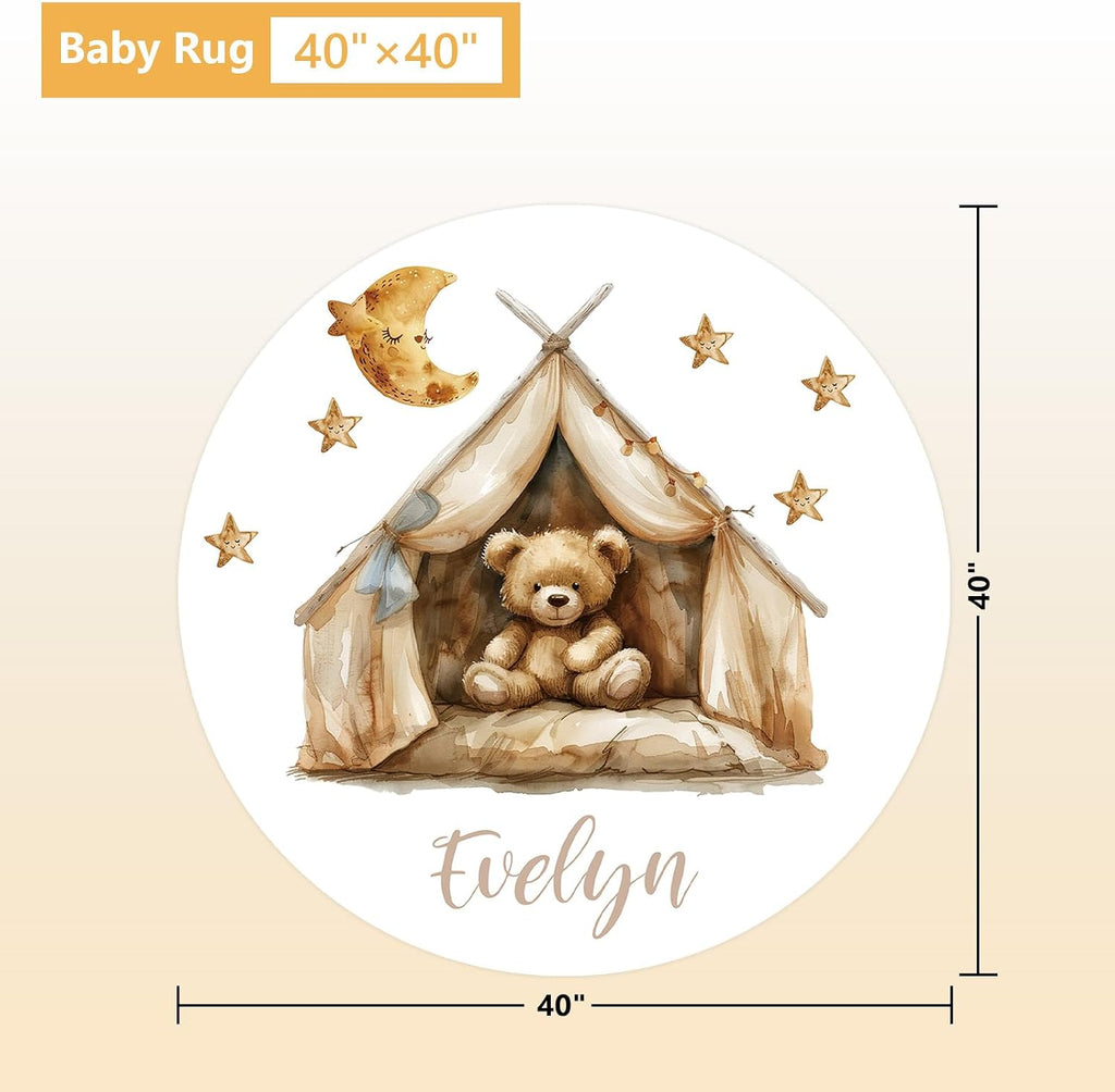 Terwex Personalized Baby Bedding Set, 5 Pcs Custom Baby Crib Sets with Name, Bear Toddler Bedding Set for Baby Boys Girls, Double Layer Nursery Flannel Bedding Set, Customized Gifts for Infants Kids