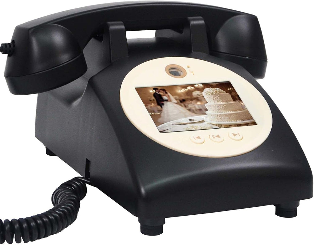 Video Audio Guest Book Wedding Phone,1080P Hd Video Audio Phone Guestbook,for Wedding/Birthday/Graduations/Baby Shower,Black