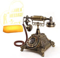 Premium Classic Retro Style Wedding MessageBook Audio Phone with Free LED Sign,European Old Fashioned Luxry Antique Audio Guestbook Desk Decoration Telephone for Birthday Parties (Bronze)