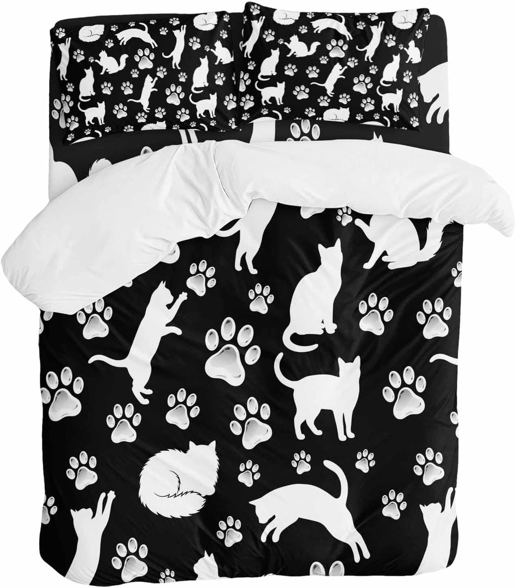 Prime Leader Cats Claws Duvet Cover Set Queen Size 4 Pieces Black Background Abstract Animal Modern Bedding Set with Zipper Closure, 1 Comforter Cover 86x86 Inches 1 Flat Sheet & 2 Pillow Cases
