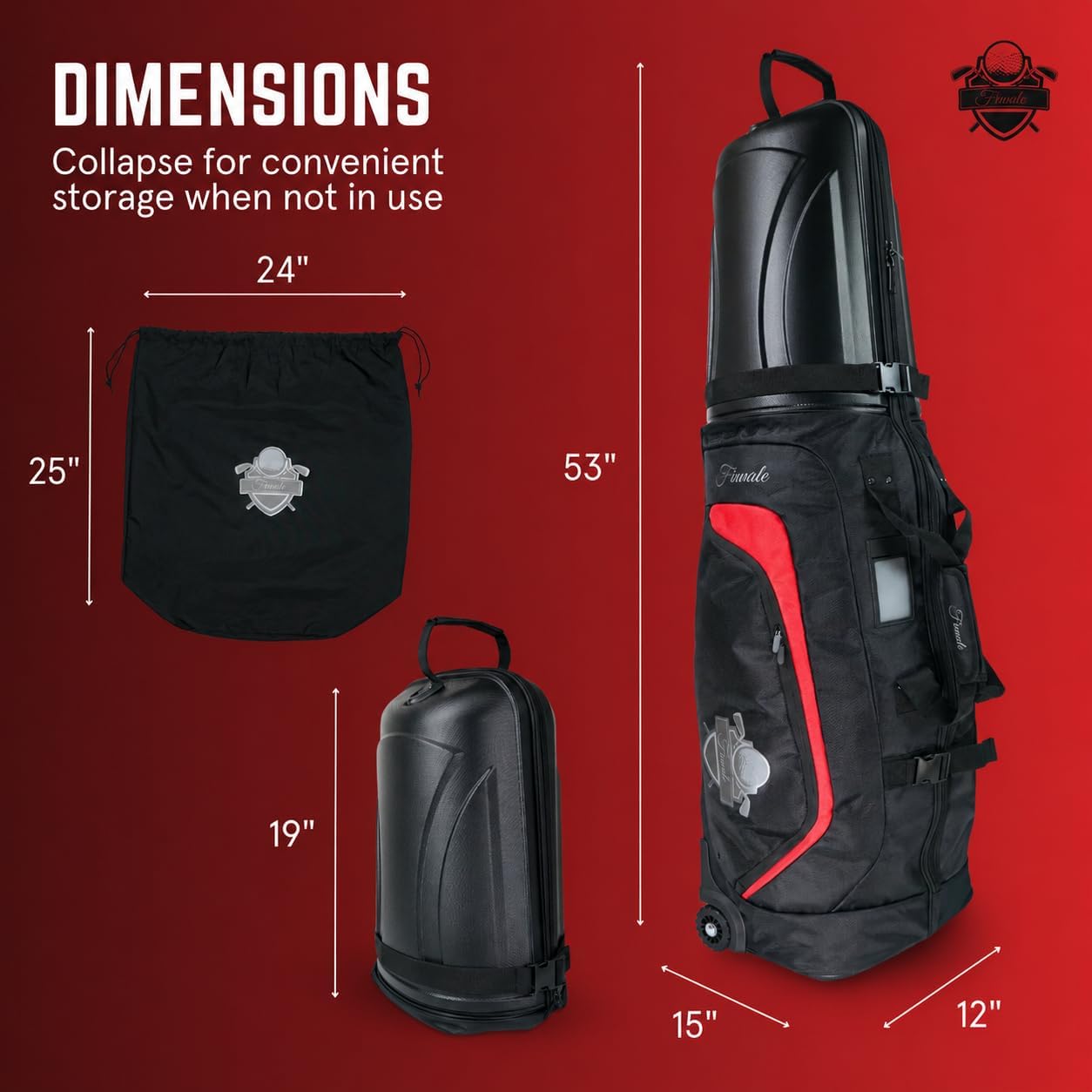 Golf Travel Bags for Airlines with Wheels, Hard Case Top, 1680D Ballistic Nylon, and Tank Wheels - Dust Bag Included - Light & Easy to Maneuver Waterproof Golf Club Protection