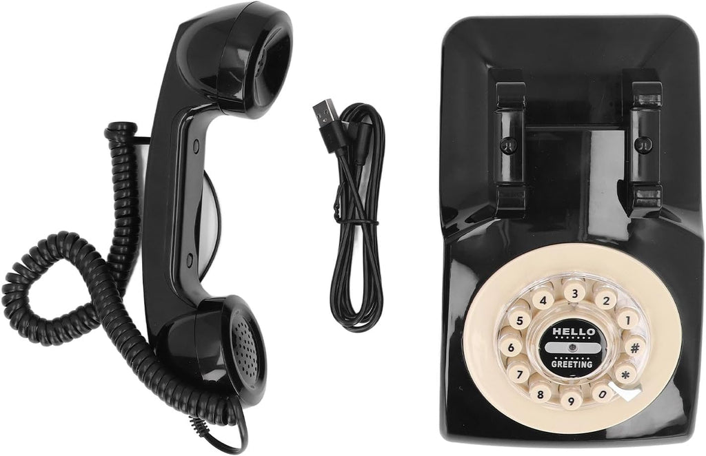 Audio Guestbook Phone, Retro Design Wedding Guest Book for Audio Recording, Voice Guestbook with 120 Hours 8G Capacity, for Special Events Like Parties Birthdays Weddings (Black)
