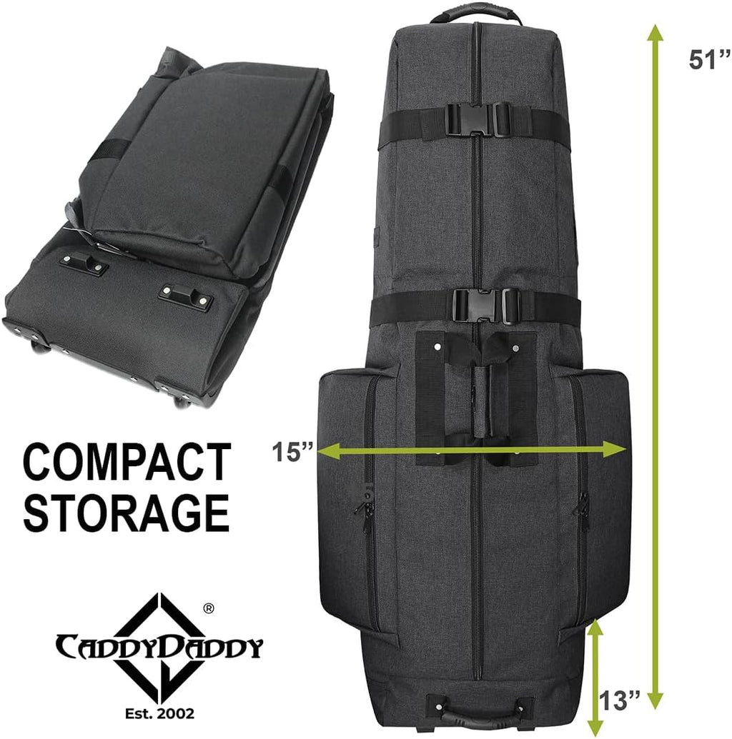 CaddyDaddy Constrictor Soft-Sided Golf Travel Bag Cover with Thick Dense Foam Padded Top 1 Year Full Travel Bag Replacement Coverage | Wheels & Lockable Zippers Case for Transporting Clubs on Airlines