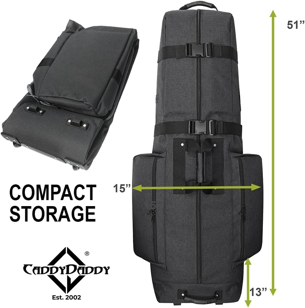 CaddyDaddy Constrictor Soft-Sided Golf Travel Bag Cover with Thick Dense Foam Padded Top 1 Year Full Travel Bag Replacement Coverage | Wheels & Lockable Zippers Case for Transporting Clubs on Airlines