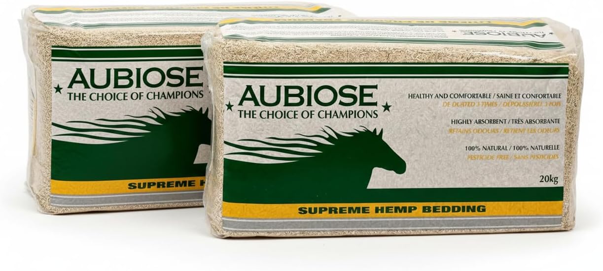 Aubiose French Hemp Bedding 44lb — Chicken Coop & Horse Stall Bedding | Ultra Low Dust Odor Control Deep Litter Ready | Premium Hemp Shavings for Chickens Horses Rabbits & Small Animals (Pack of 2)
