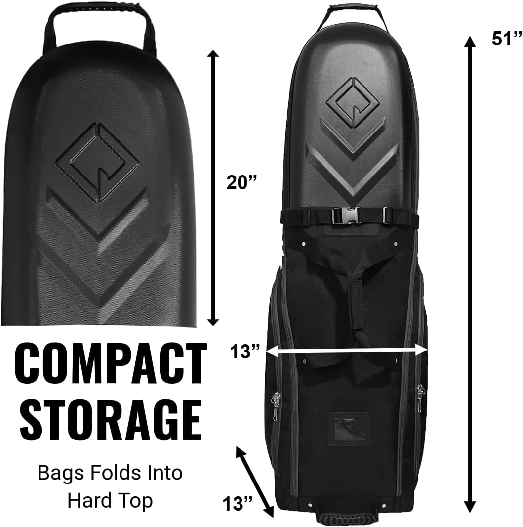 CaddyDaddy Enforcer Golf Travel Bag Crush Resistant Hard Top Protection, New 18 Month Full Replacement Coverage, Durable Thick Nylon Wheels Lockable XL Zippers. Case for Transporting Clubs on Airlines
