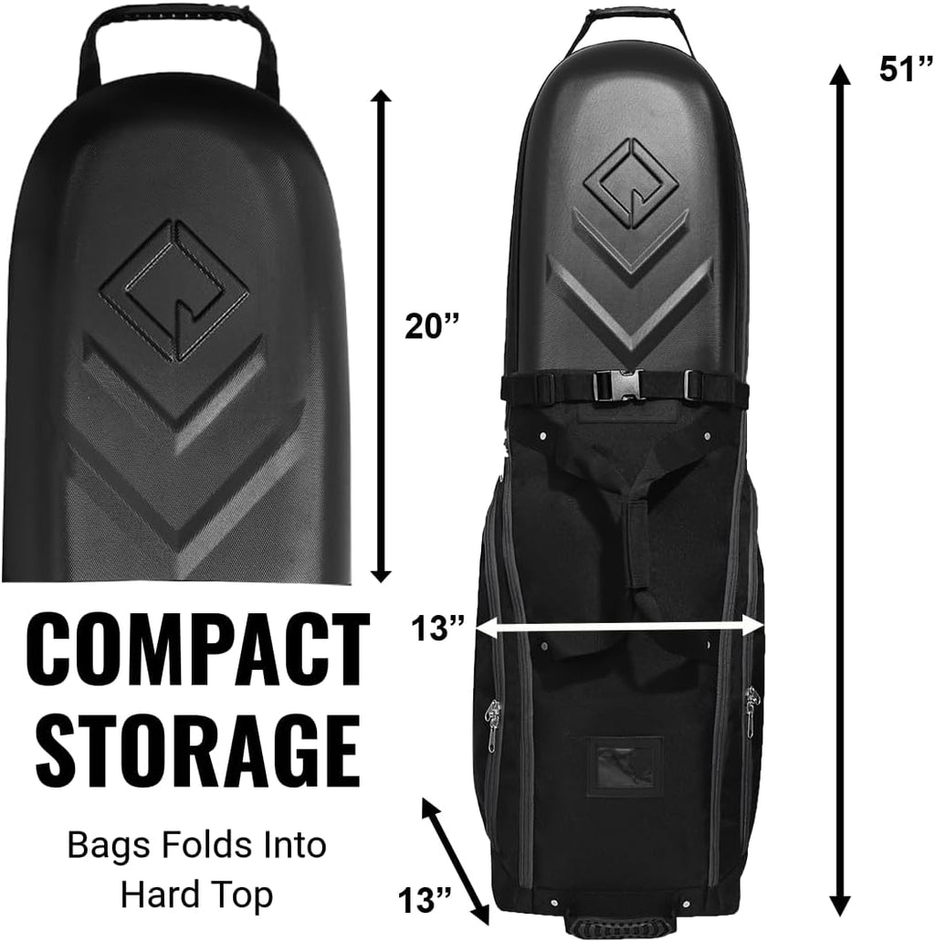 CaddyDaddy Enforcer Golf Travel Bag Crush Resistant Hard Top Protection, New 18 Month Full Replacement Coverage, Durable Thick Nylon Wheels Lockable XL Zippers. Case for Transporting Clubs on Airlines