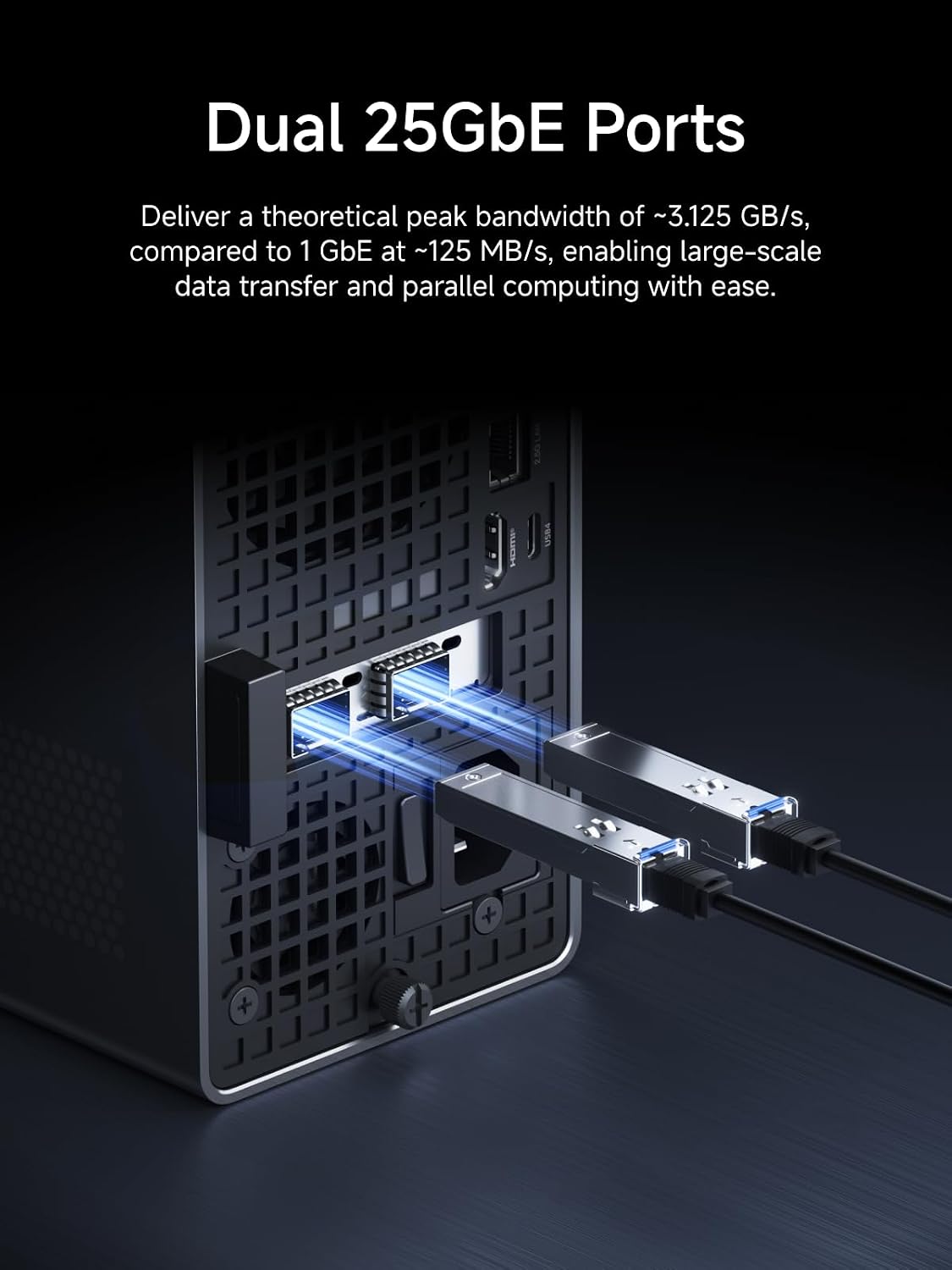 MINISFORUM MS-02 Ultra Workstation Core Ultra 9 285HX(24C/24T) Barebone Mini PC, HDMI|USB4|2xUSB4 V2 Output, 4x DDR5 SO-DIMM Slot, 4x SSD Slot, 2x25G SFP+, 1x10G RJ45, 1x2.5G RJ45 Port, WiFi7/BT5.4 PC