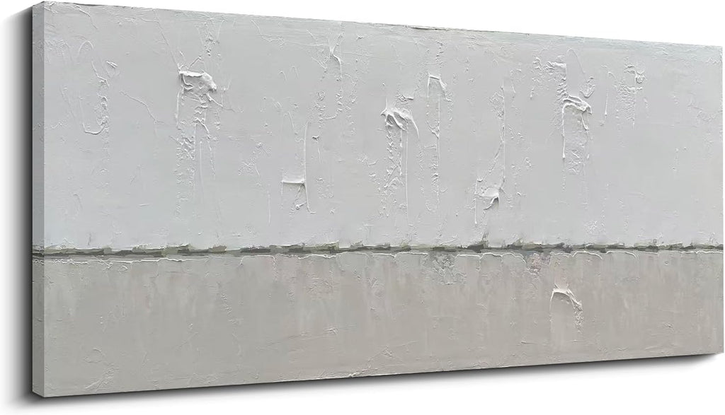 NANKAI Hand-painted Grey and White Minimalist Oil Painting 30x60 inches Large Modern Art Piece Decorative Art for Living Room, Bedroom, Office, Wall Decorationative art