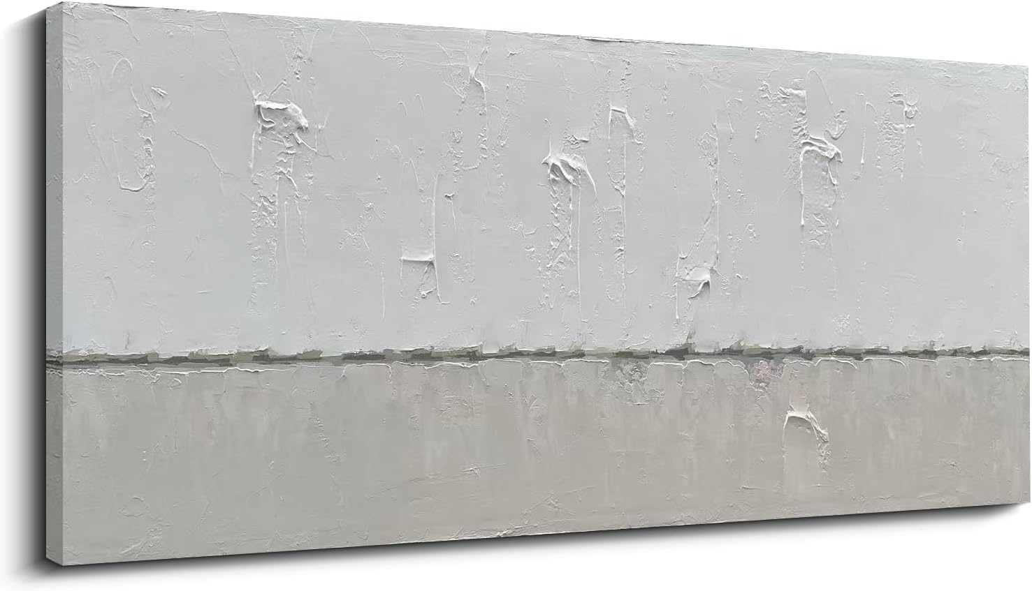 NANKAI Hand-painted Grey and White Minimalist Oil Painting 30x60 inches Large Modern Art Piece Decorative Art for Living Room, Bedroom, Office, Wall Decorationative art