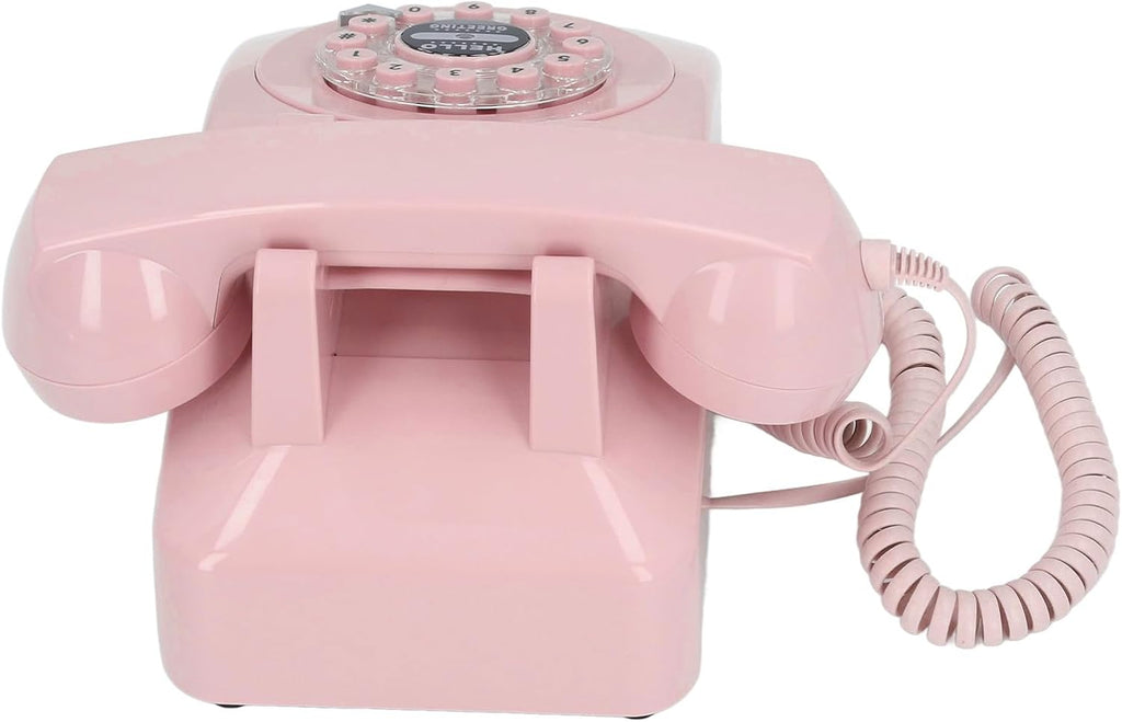Audio Guestbook Phone, Retro Design Wedding Guest Book for Audio Recording, Voice Guestbook with 120 Hours 8G Capacity, for Special Events Like Parties Birthdays Weddings (Pink)