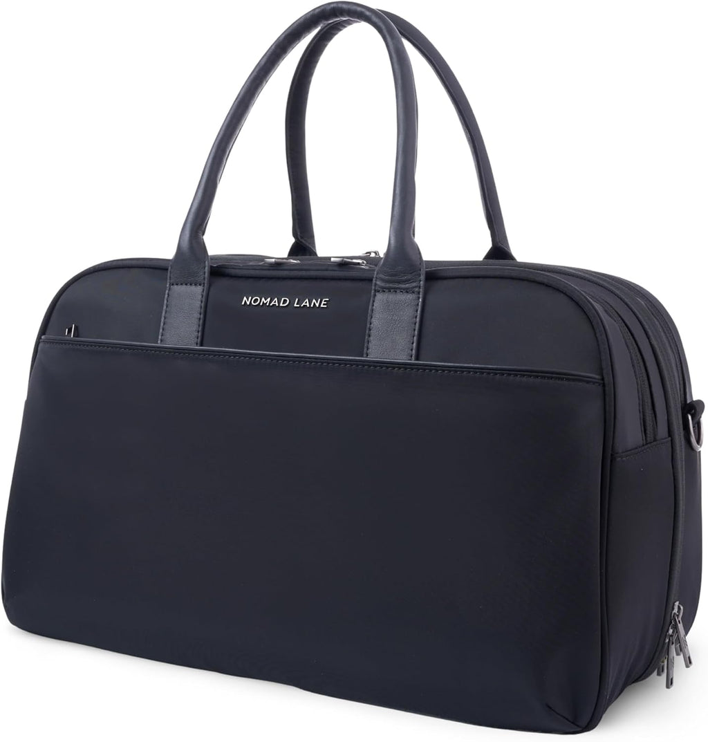 Nomad Lane Carry-On Luggage Duffel Bag, Durable & Lightweight Suitcase. Bento Bag, Personal Item Weekender Travel Bag for Men & Women, Black