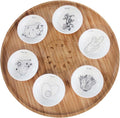 13' Large Size Handmade Passover Seder Plate with Six Black and White Ceramic Bowls, Passover Seder Plate Set, Hand Painted Illustrations, Decor Jewish Gift, Made in Israel by Mickala Design