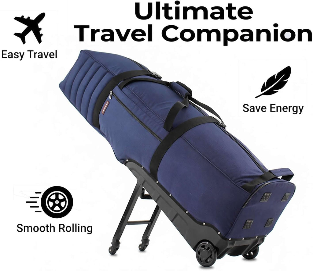 Wheeled Golf Travel Bag with Stand, Adjustable 2 or 4 Wheels, Thickened Padded Protection, Rolling Travel Case with Handles, with Password Lock Zipper, for Airlines