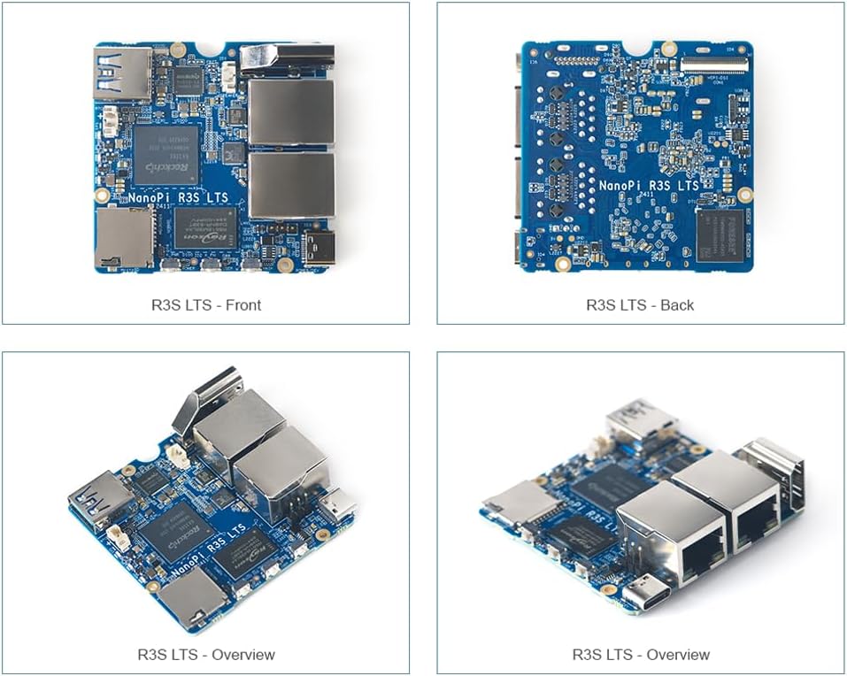 NanoPi R3S LTS Dual-Gbps Ethernet Ports Router Rockchip RK3566 Quad-Core A55 SoC Mini PC Board Support OpenMediaVault, OpenWrt (2GB Ram 64GB TF Card)