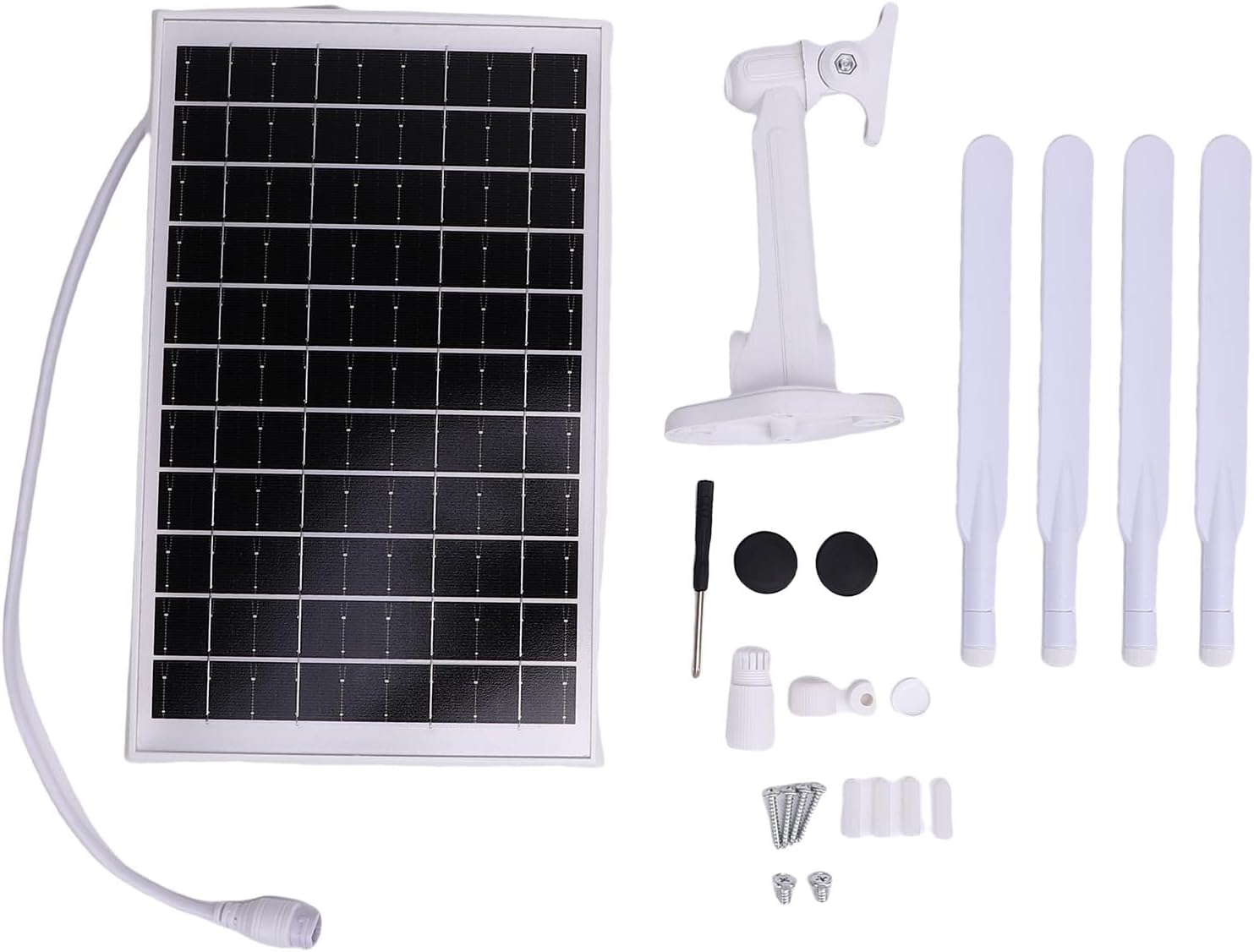 Fdit Outdoor 4G Solar Router, IP66, 12W Solar Panel, 300Mbps WiFi Extender with SIM Card Slot for Farms and Construction Sites (White Antennae)