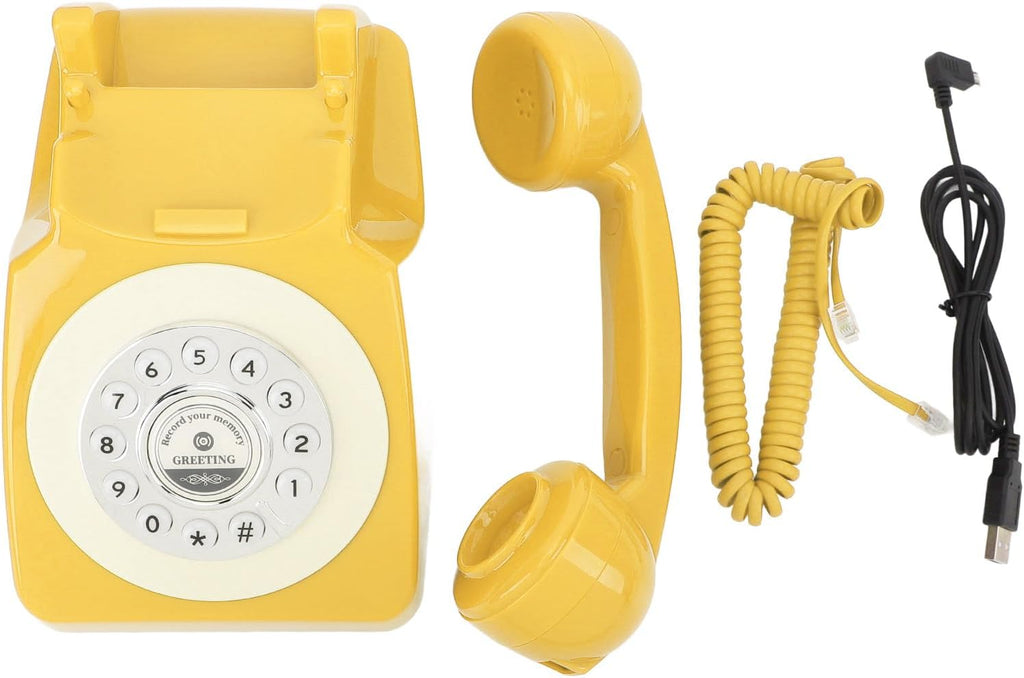 Audio Guest Book Wedding Phone, Clear Sound Convenient Use Audio Message Recording Telephone, Retro Phone Audio GuestBook for Wedding Event Birthday Party (Yellow Duck