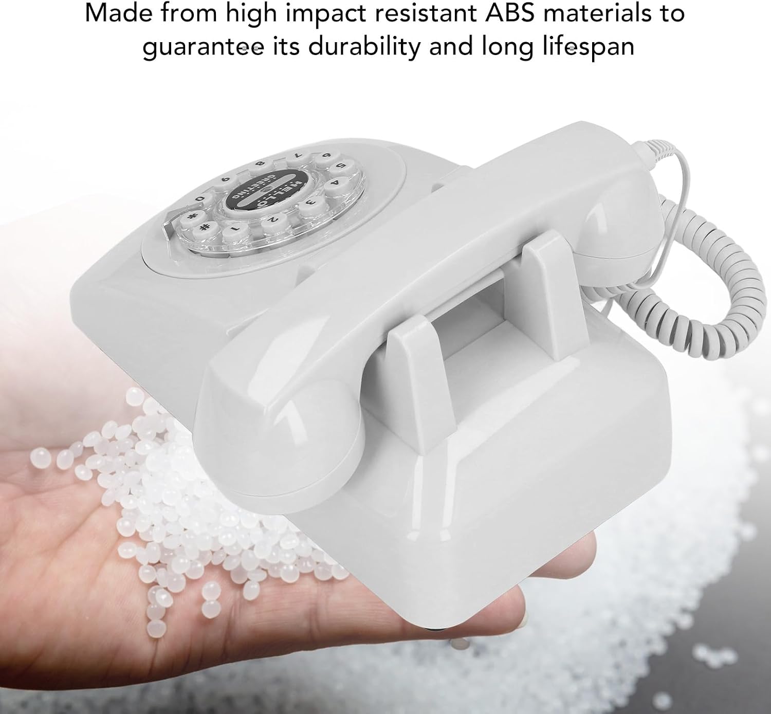 Audio Guestbook Phone, Retro Design Wedding Guest Book for Audio Recording, Voice Guestbook with 120 Hours 8G Capacity, for Special Events Like Parties Birthdays Weddings (White)