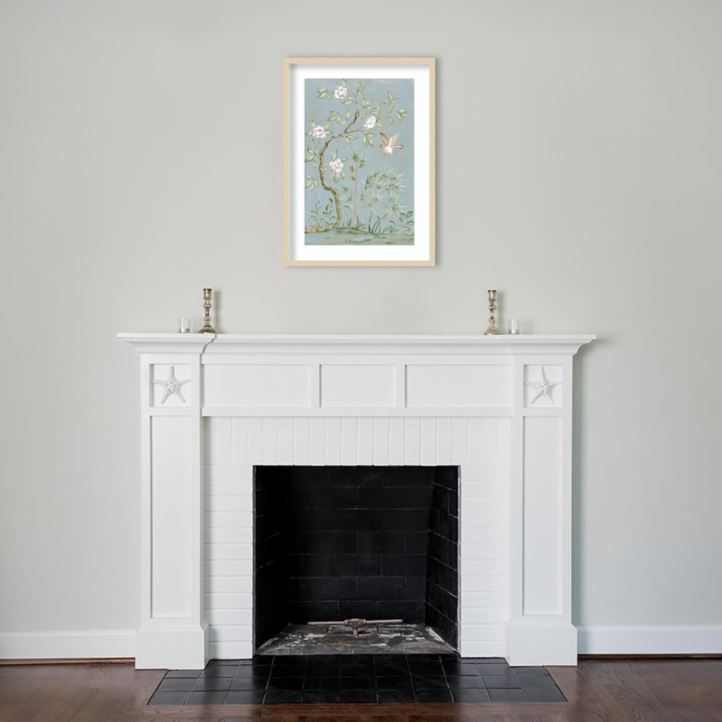 Amanti Art Framed Wall Art Print 33x24 Spring Flower Mural II Blue by Julia Purinton, Flowers Wall Art, Vintage Decor, Large Poster Painting Artwork for Living Room, Bedroom, Bathroom, Kitchen,