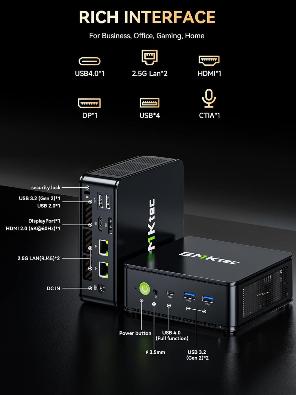 GMKtec M6 Ultra Gaming Mini PC, Ryzen 7640HS, 16GB RAM DDR5 1TB SSD, Dual NIC LAN 2.5GbE Mini Desktop Computers, Triple 4K(Max 8K) Display HDMI+DP+USB4, WiFi 6E, BT 5.2 for Super Gaming Office Home