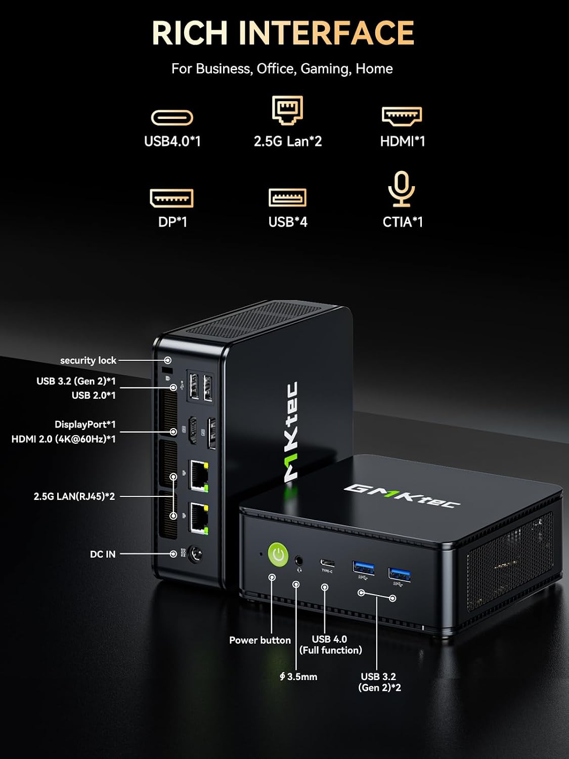 GMKtec M6 Ultra Gaming Mini PC, Ryzen 7640HS, 16GB RAM DDR5 1TB SSD, Dual NIC LAN 2.5GbE Mini Desktop Computers, Triple 4K(Max 8K) Display HDMI+DP+USB4, WiFi 6E, BT 5.2 for Super Gaming Office Home
