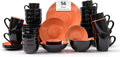 Stoneware Sonoma 56pc Dinnerware Set, Black + Speckled Spin Wash Orange