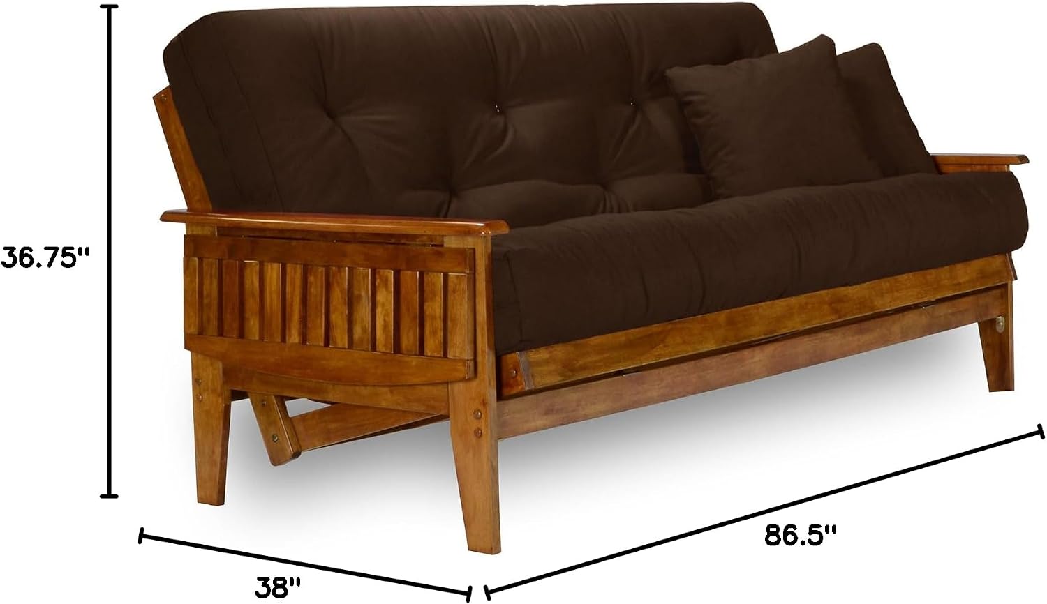Nirvana Futons Eastridge Futon Set - Queen Size, Frame, 8' Mattress, Microfiber Sussex Fudge Cover
