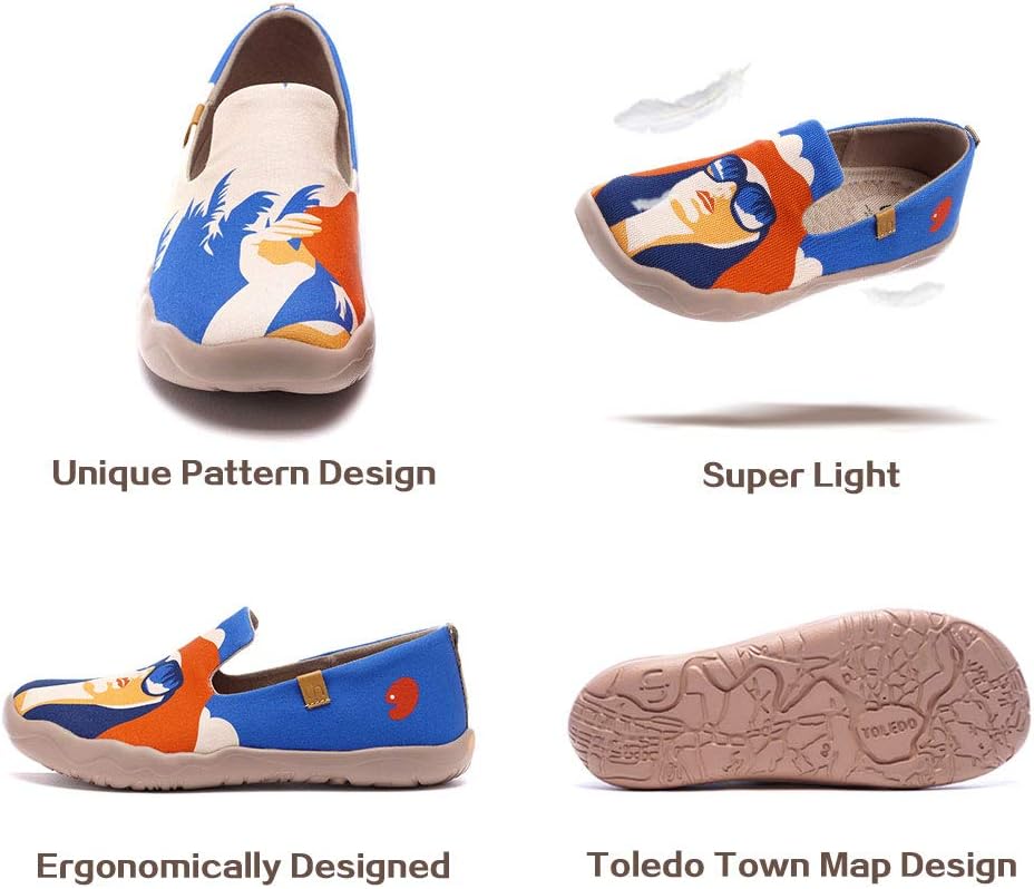 UIN Women's Casual Loafers Travel Painted Walking Slip On Lightweight Comfortable Canvas Fashion Sneakers