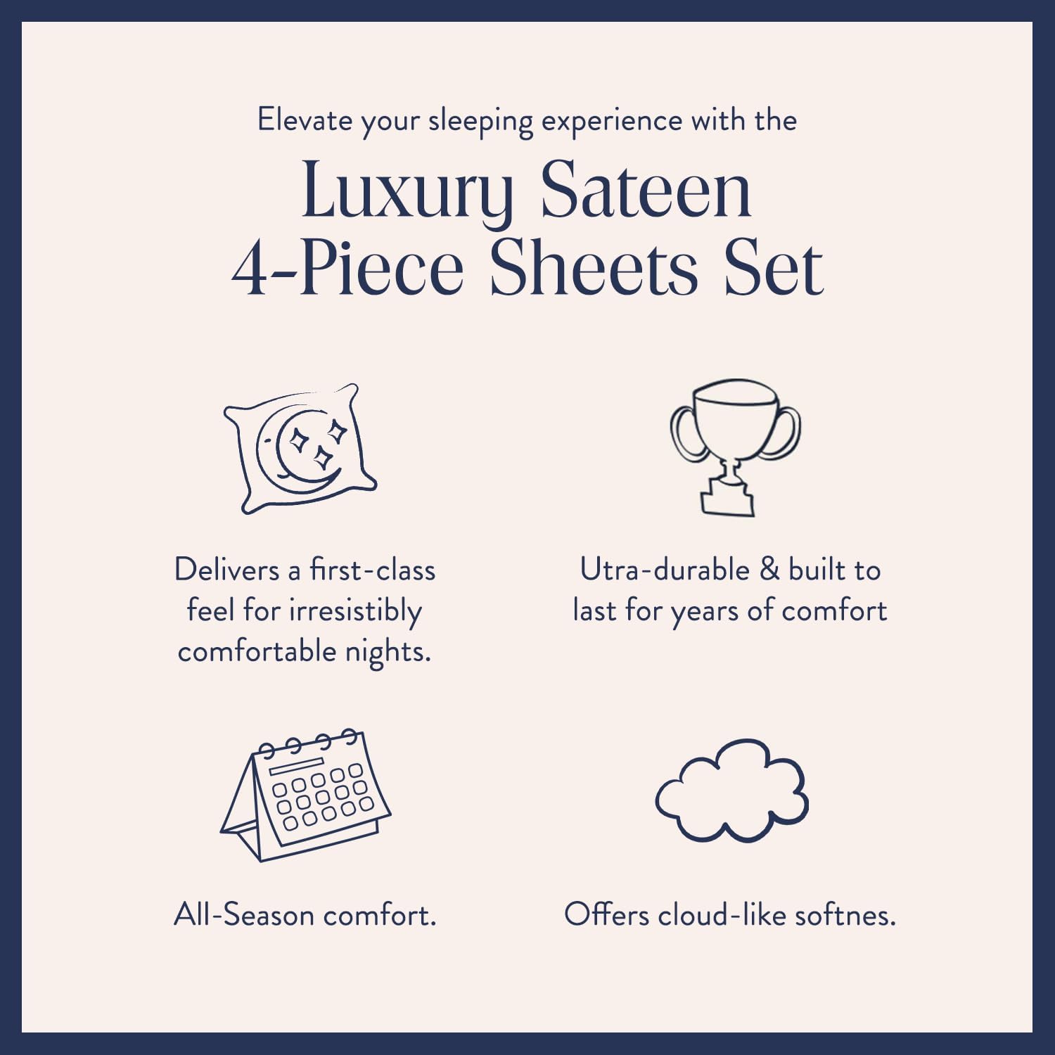 Brooklinen Luxury Sateen 4 Piece Sheet Set - 100% Cotton Sateen Sheets, Soft & Durable King Size Sheets Set in Abyss Blue, Oeko-TEX Certified Bedding Set, 1 Fitted Sheet, 1 Flat Sheet, 2 Pillowcases