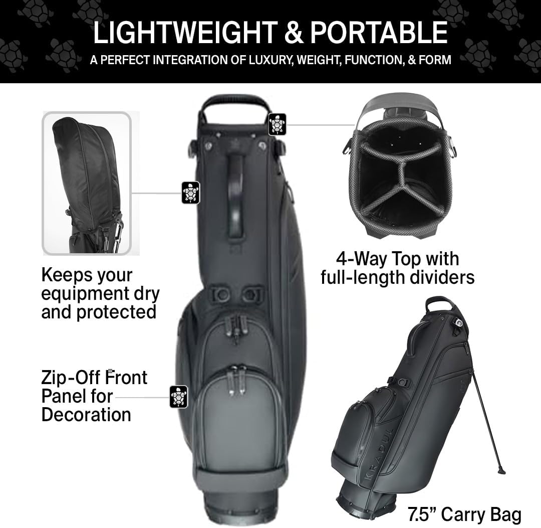 KRADUL - LUX 7.5' 4-Way Carry Bag – Lightweight Golf Stand Bag with Club Organizer, Push Cart Compatible, Travel-Ready Design