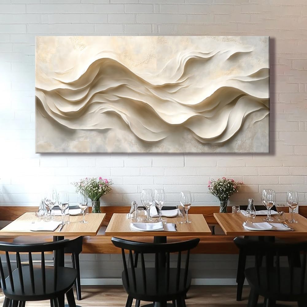 Beige Black and White Flowing Fabric Wall Art for Living Room Canvas Painting Prints Artwork Family Bedroom Office Decor