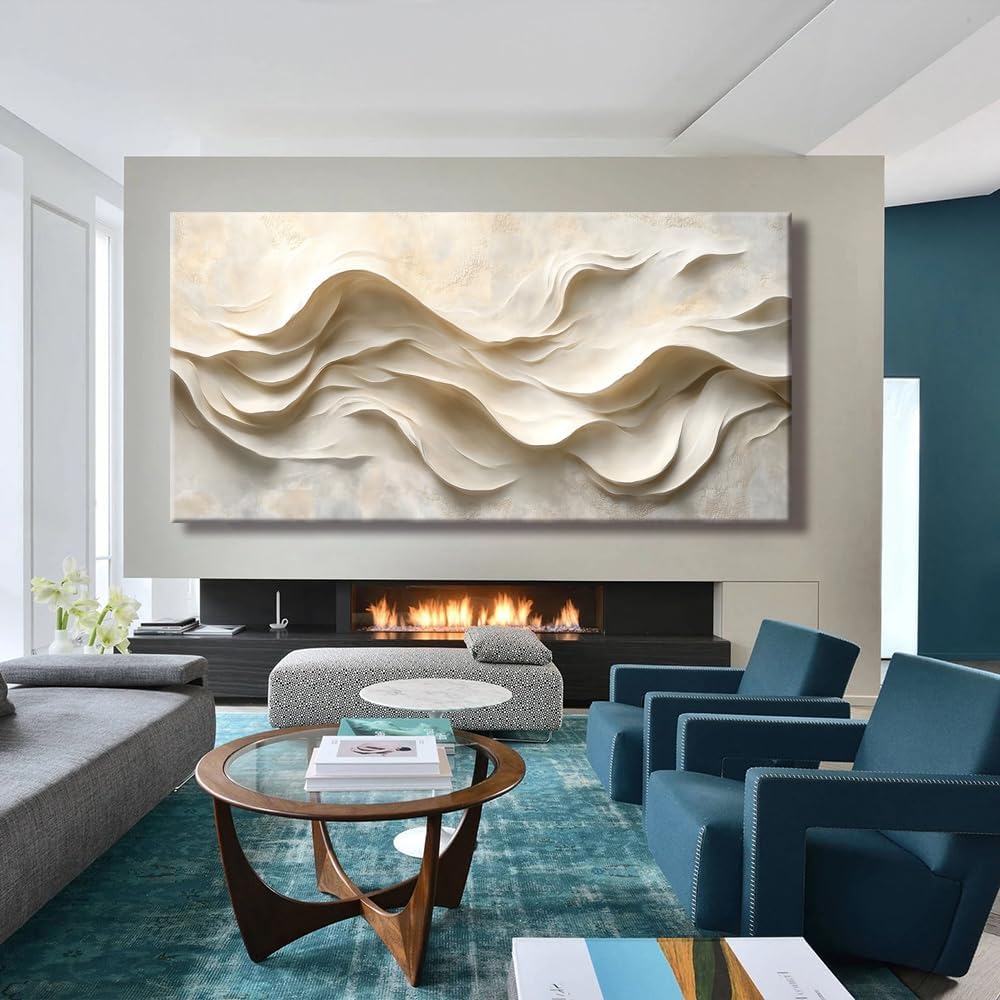 Beige Black and White Flowing Fabric Wall Art for Living Room Canvas Painting Prints Artwork Family Bedroom Office Decor