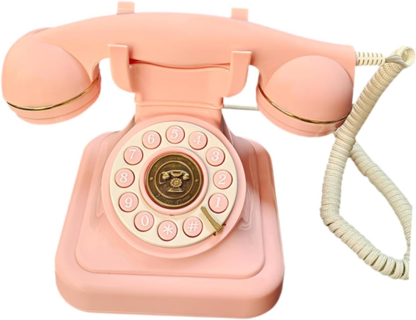 Audio Guest Book Wedding Phone, Vintage Design Telephone Recorder Record Messages Decorative Desk Phone for Party, Birthdays(Pink)
