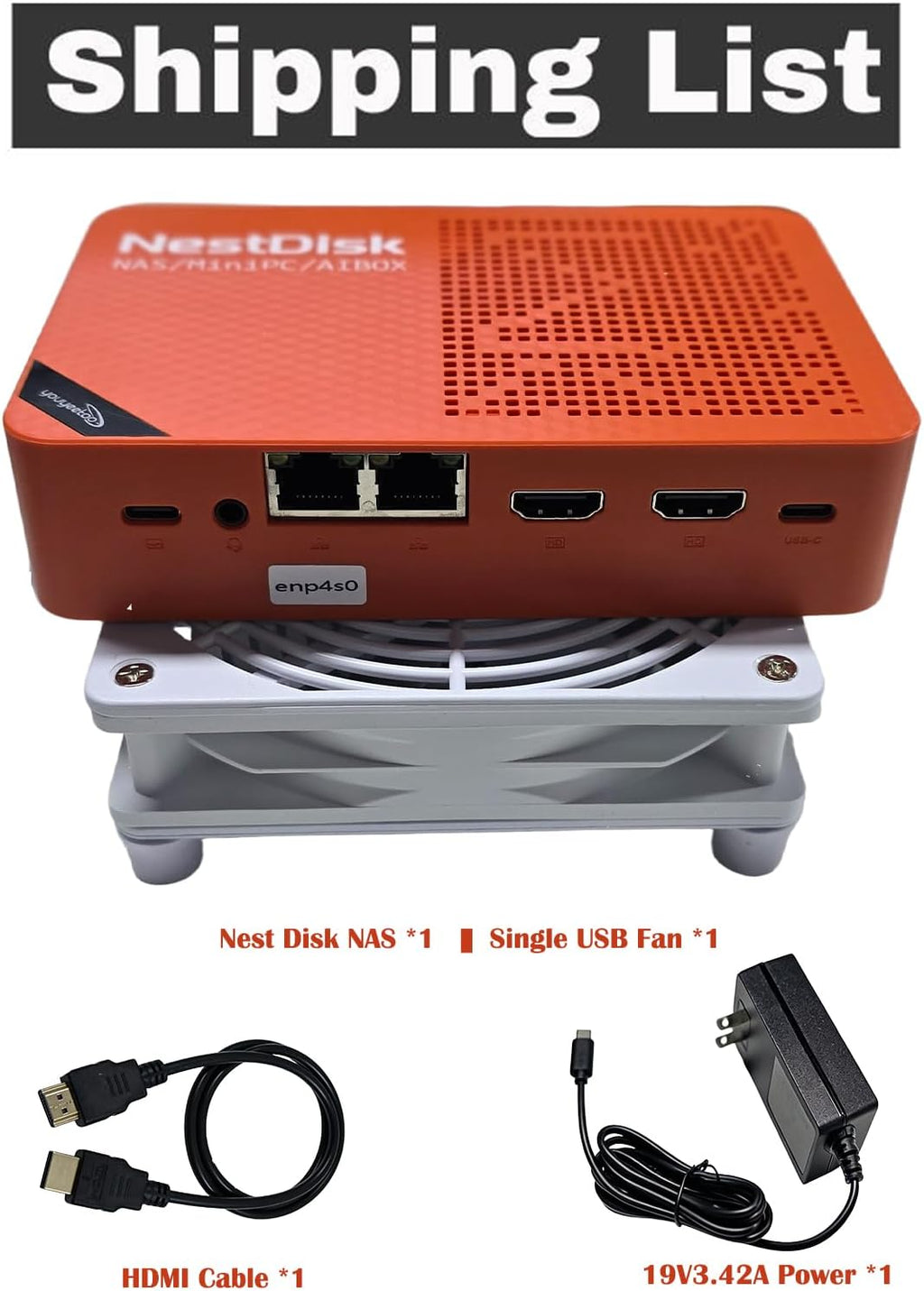 youyeetoo NestDisk Mini PC NAS, 4-Bay NVMe SSD, N150 Quad-Core 12GB DDR5, Dual 2.5GbE, Triple 4K@60Hz HDMI & USB-C, Personal Cloud Router Barebone (Orange,12GB+64GB(eMMC),Dual USB Fan)