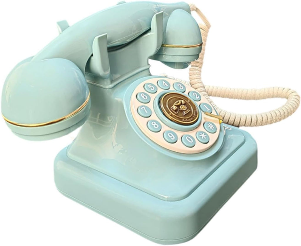 Audio Guest Book Wedding Phone, Vintage Design Telephone Recorder Record Messages Decorative Desk Phone for Party, Birthdays(Green)